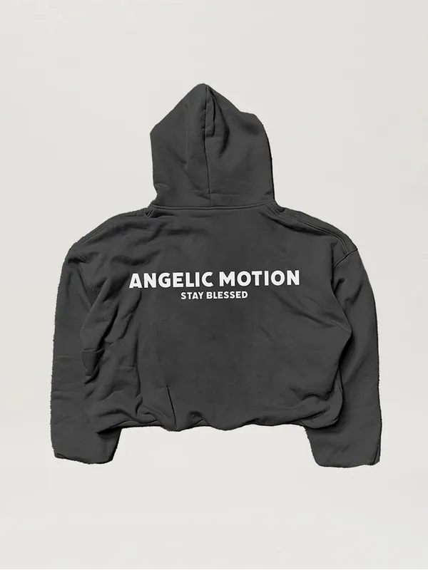 Angelic motion “Graphite” Hoodie "Motion Keeps Me In Motion" Graphic - Image 2