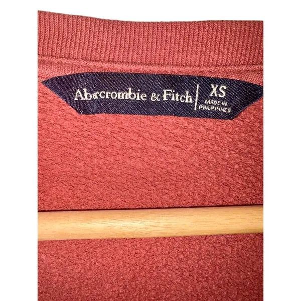 Abercrombie & Fitch Red Colorblock Fleece Crop Long Sleeve Sweatshirt Size XS - Image 3