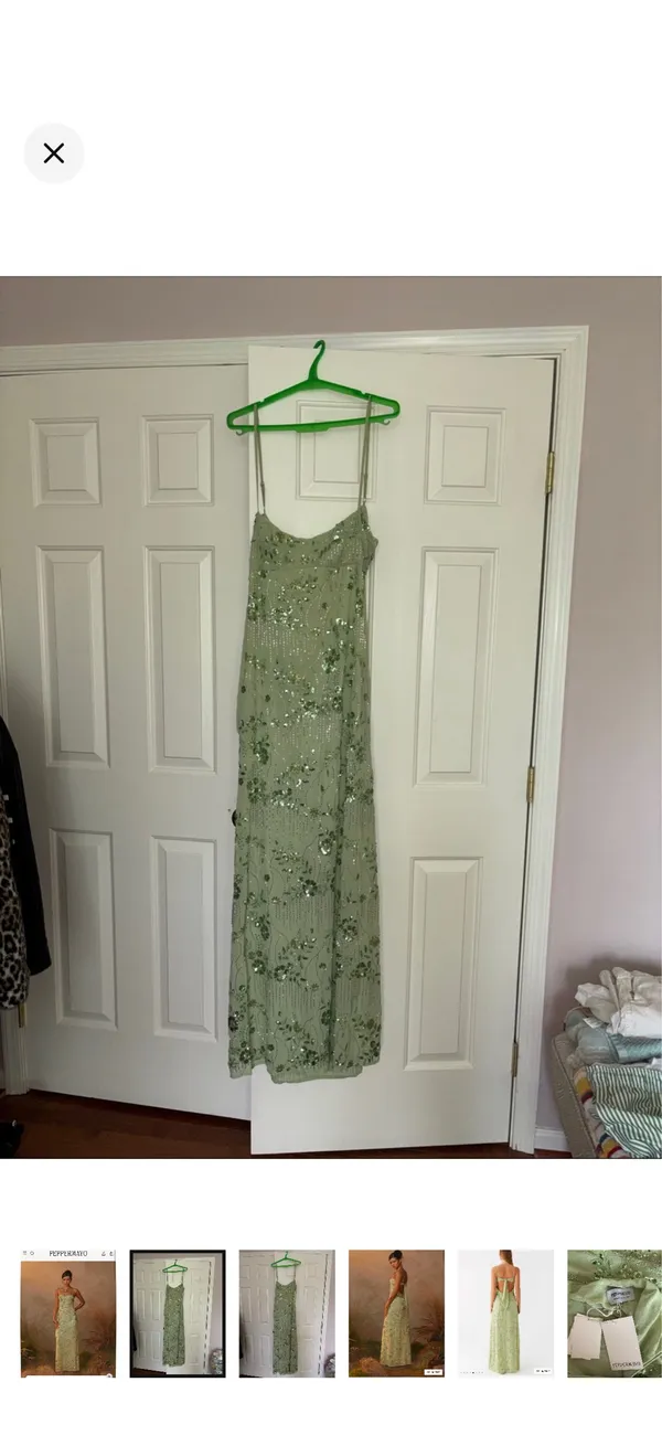Peppermayo Celandine Beaded Green Maxi Formal Dress Women's Size 6 - Image 3