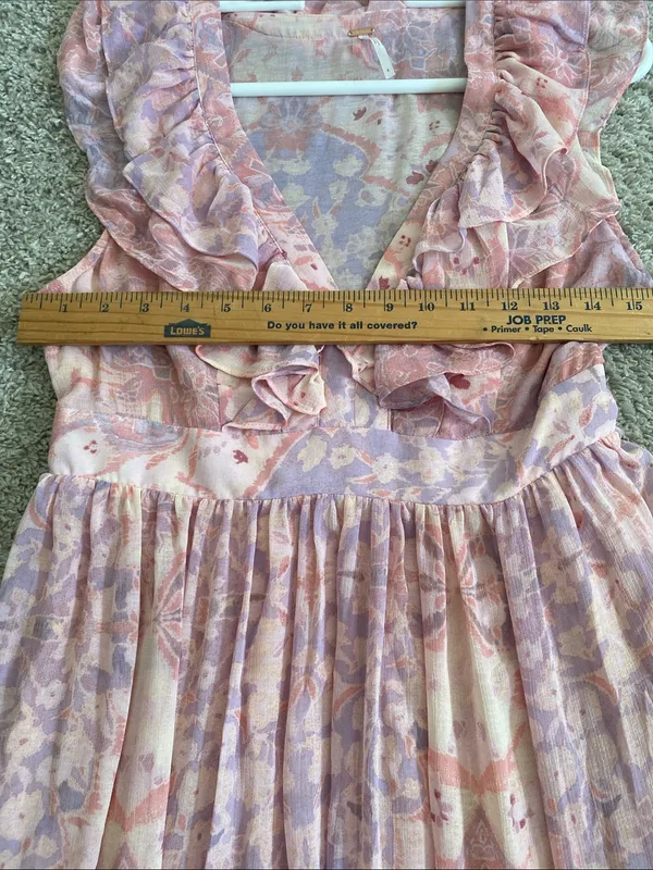 Free People Wear It Out Pink Tiered Ruffle Maxi Dress Size 4 - Image 9