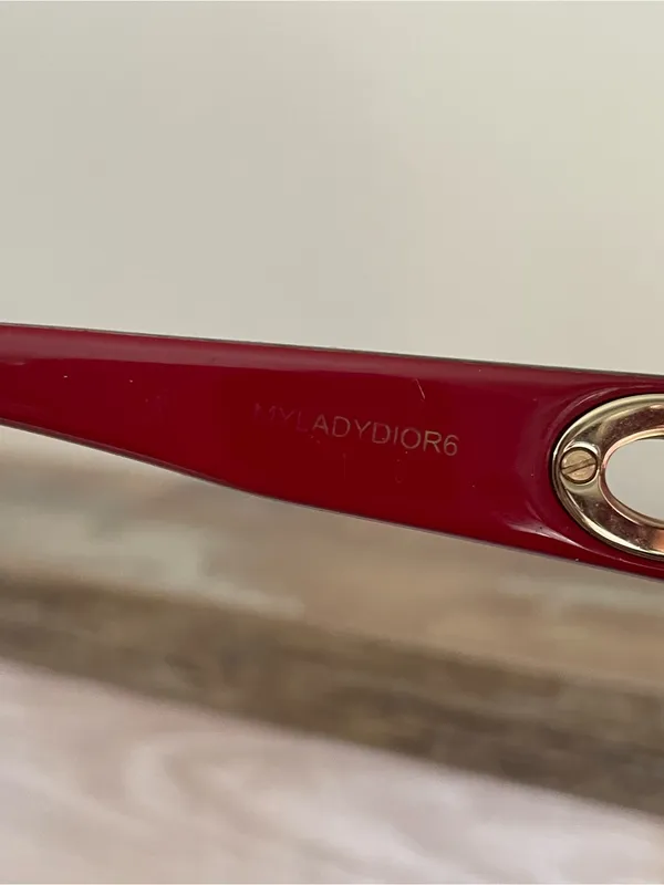 Vintage Christian Dior My Lady Dior 6 Sunglasses Havana Tortoise Red Cannage - Image 3