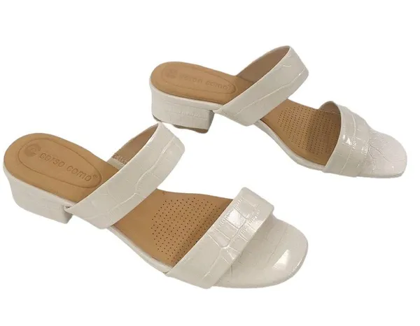 Corso Como CC Faeya croc embossed white square heel double strap sandal size 6 - Image 3