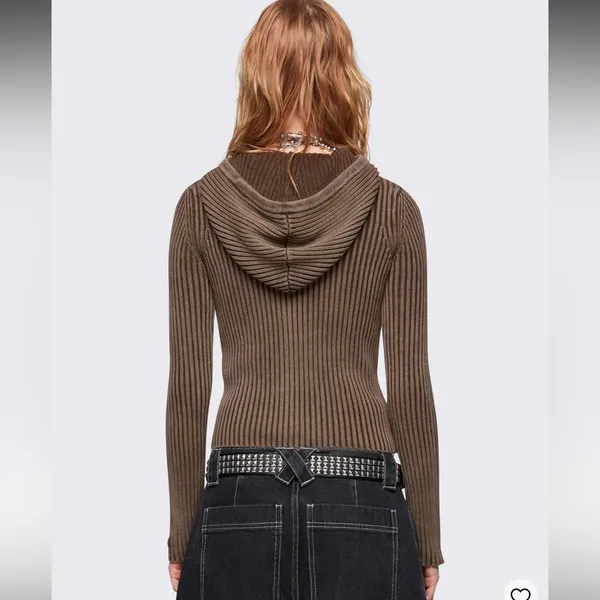 mingalondon - KAI TAUPE KNITTED ZIP-UP HOODIE - Image 4