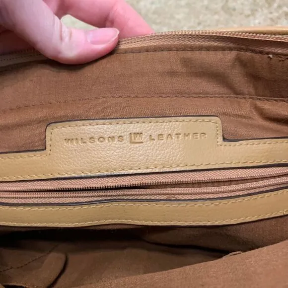 Wilsons Leather Women's Pebbled Leather Satchel‎ Purse Bag Light Brown Medium - Image 7