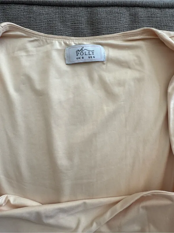 Oh Polly Beige Twist Front Ruffle Mini Dress - Image 6