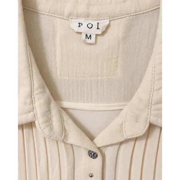 POL Boho Pleated Ruffle Mini Dress Cream Ivory Size M FKD10 - Image 7