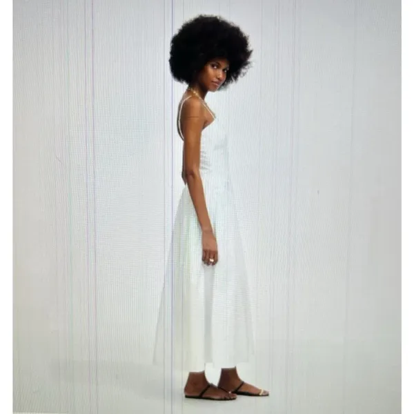 Madewell $148 White Poplin Seamed Maxi Dress Open Back Adjustable Straps Size 6 - Image 3