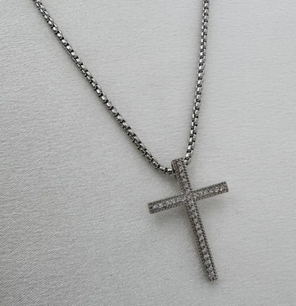 CZ Cross Pendant Necklace for Men Women,Streetwear Punk Hip Hop Unisex Style - Image 2