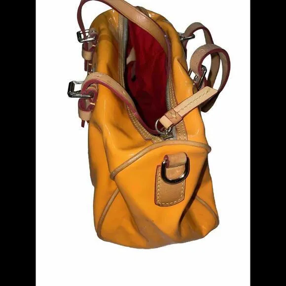 Dooney & Bourke Mustard Shoulder Bag‎ Patent Leather 12x9x3.5” - Image 4