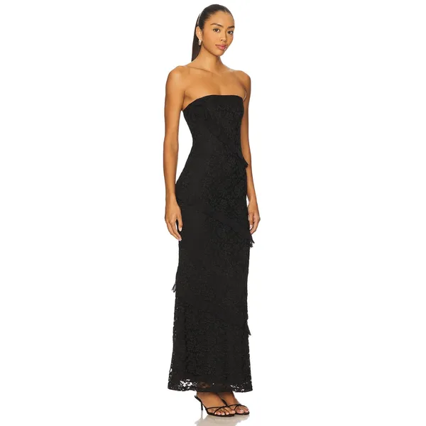 MORE TO COME Xandra Romantic Strapless Black Stretch Lace Maxi Dress S NWT - Image 6