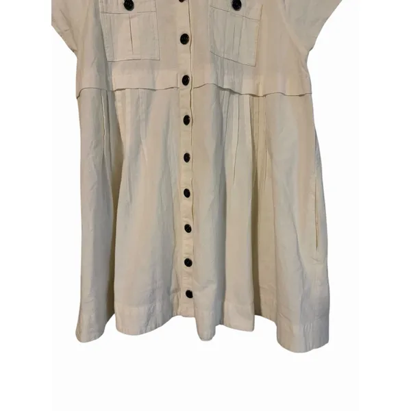Free People Ronnie Cotton Poplin Mini Shirtdress White‎ Women's Size Small - Image 5