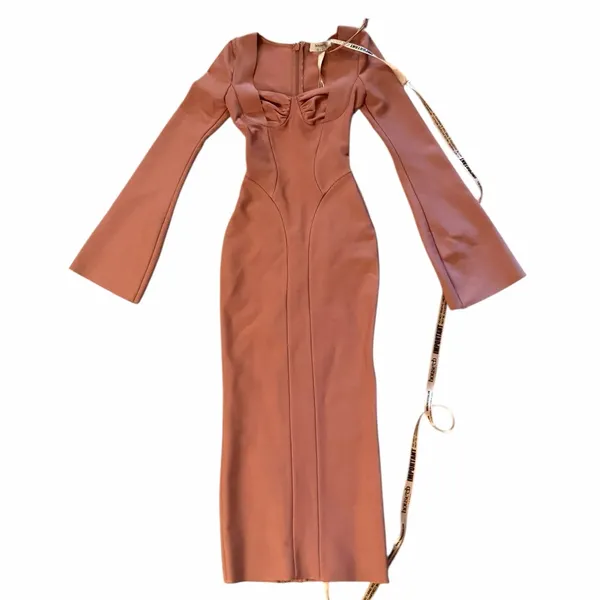 New House of CB London BODY Rose Bandage Midi Dress Long sleeve Pink bandage Y2K - Image 4
