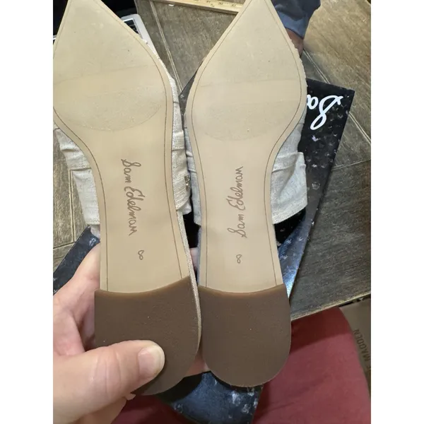 Sam Edelman Women's Shanti Mules Size 8 Medium Beige Linen - Image 6