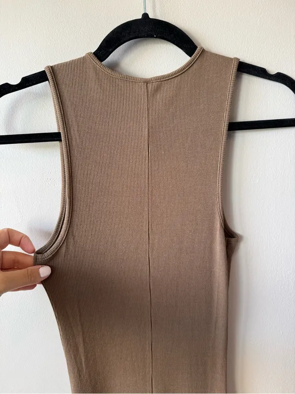 Skims Women’s Chocolate Brown‎ Sleeveless Ribbed Maxi Dress Size Small - Image 7