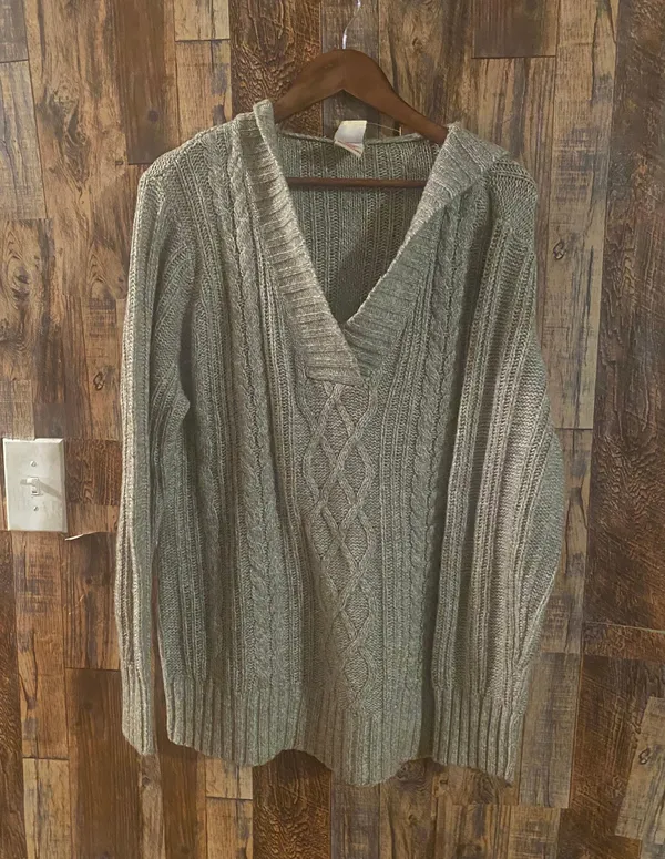 Faded Glory women's knit sweater with hoodie gray size 3X - Image 2