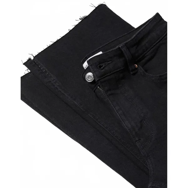 Mango Fray Hem Side Slit Mid Rise Jeans Black Denim NWT Size 6 - Image 3