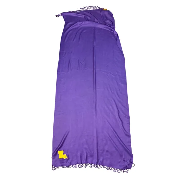 Olly Oxen Louisiana Scarf Purple Gold Embroidered State Fringe LSU Game Day - Image 7