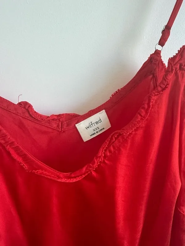 Aritzia Red Lace-Trim Silk Camisole - Image 2