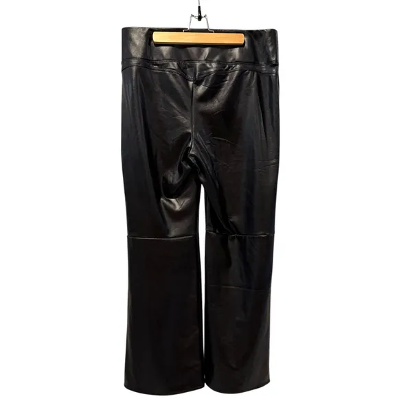 Vince Camuto Faux Leather Metallic Flared Leg‎ Pull On Pants Black Size Large - Image 3