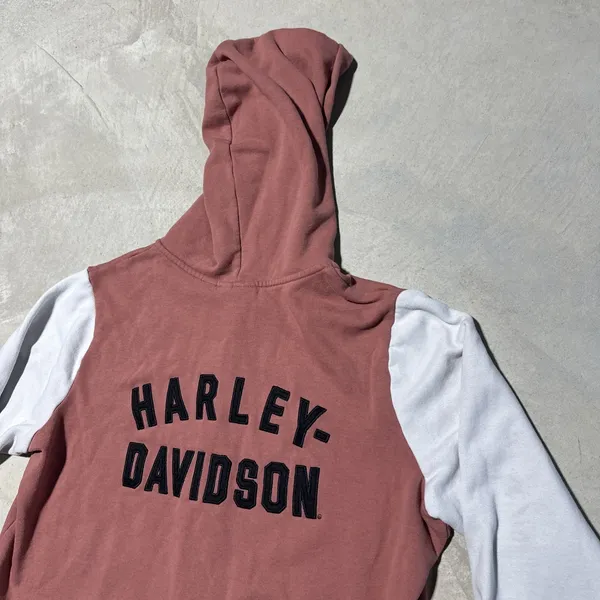 Harley Davidson Women's SZ 2XL Light Pink Hooded Zippered Sweater Embroidered - Image 2