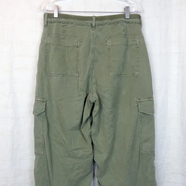 American Eagle Cargo Pants Womens 12 Green High Rise Wide Leg Stretch Utility - Image 6