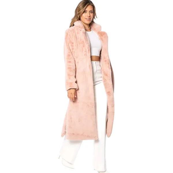 Juicy Couture Women’s Medium Dusty Pink Teddy Trench Faux Fur Coat Y2K Plush - Image 11