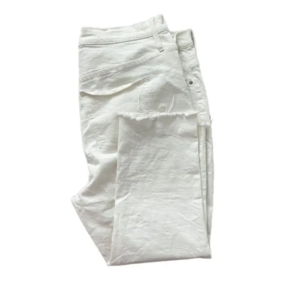 Madewell the high-rise slim crop boyfriend Jeans size 35 White Spring Summer - Image 5