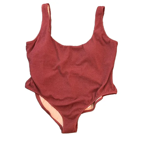 New J Crew One Piece Swimsuit Size 20 Scrunchie Scoop Neck Rust‎ - Image 2