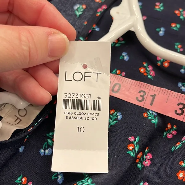 Loft Dress Floral Navy Slit Midi Size 10.‎ - Image 7