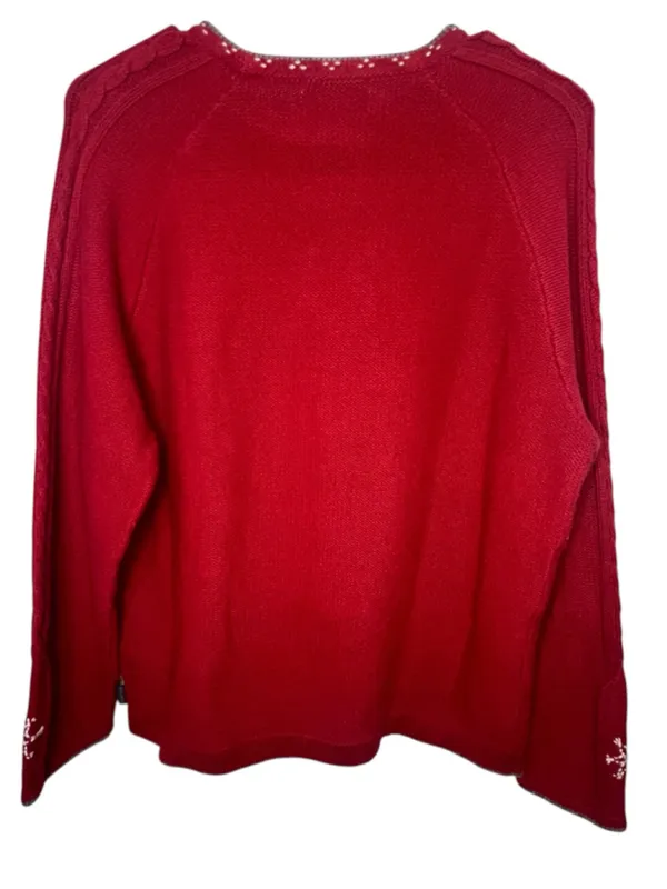 Woolrich Red Lambswool Christmas Pullover Sweater With Embroidered Snowflake - Image 6