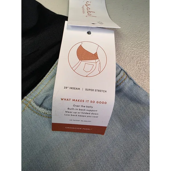Isabel Maternity Skinny Jeans Light‎ Blue Crossover Panel Size 10 NWT - Image 4