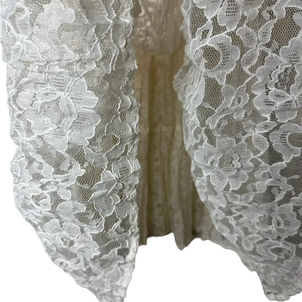 Vintage Cream Lace Velvet Victorian Cottagecore Dress Flare Sleeves Ruffle - Image 7