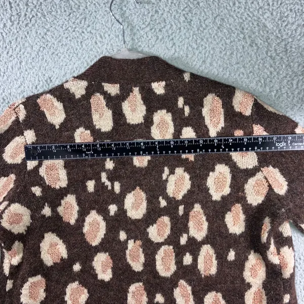 Mystree Leopard Print‎ Long Cardigan Swater Women Small Open Front Metallic - Image 7