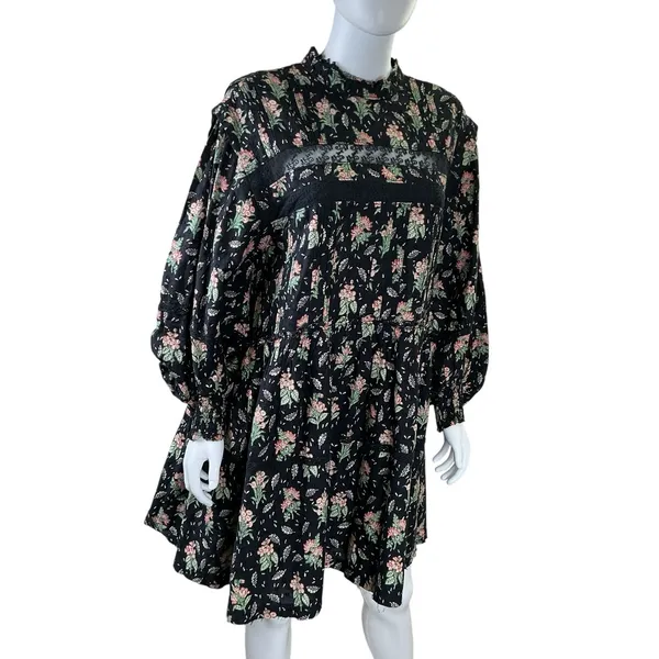 Pilcro Anthropologie NWT Large Long‎ Sleeve Mock Neck Swing Mini Dress Floral - Image 6