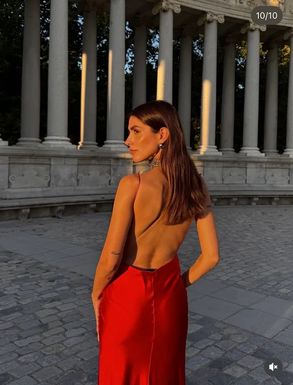 Zara nwt red maxi dress fitted bodycon satin effect party evening holiday gown - Image 2