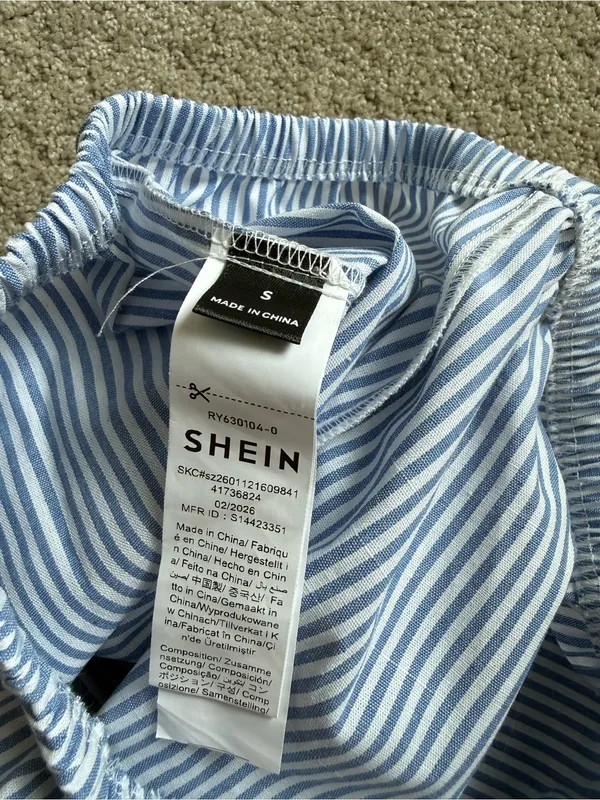 SHEIN Blue & White Striped Athletic Shorts with Red Trim - Image 3