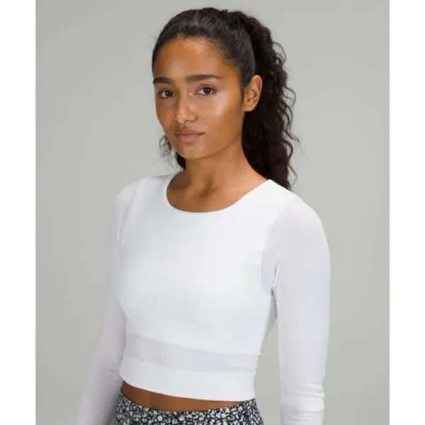 Lululemon Ebb to Street Cropped Ribbed Long Sleeve Shirt - Image 3