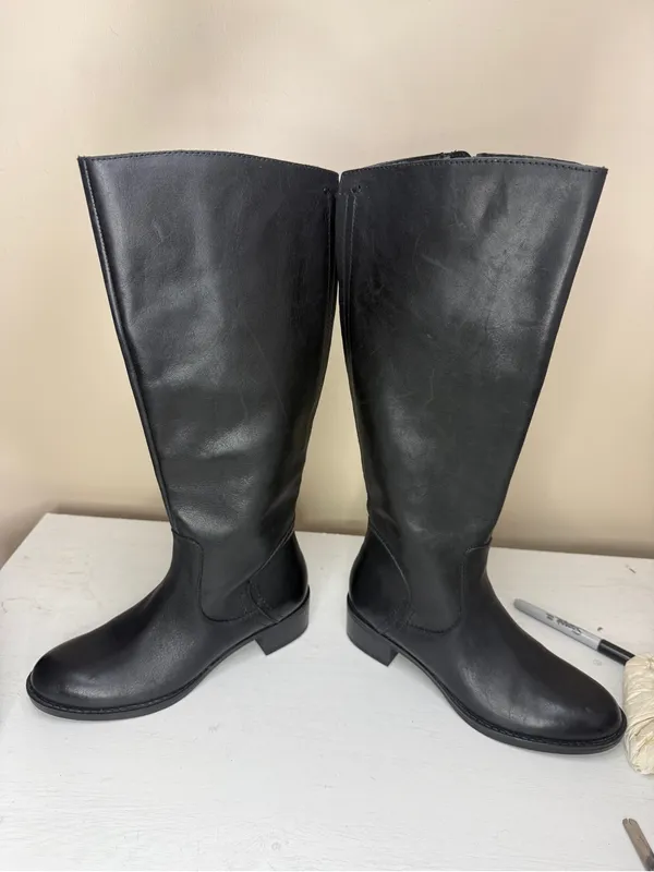 Franco Sarto Black Leather Riding Boots Sz 6 - Image 8