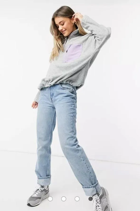 Monki Foo funnel neck fleece quarter zip relaxed loose fit pullover M - Image 3