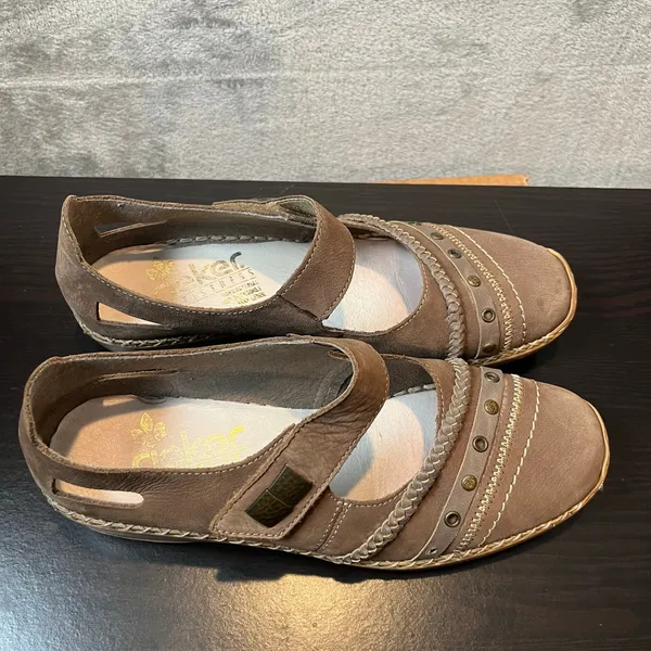 Rieker Comfort Mary Jane Style‎ Shoes Leather Pepper Brown Size 8 - Image 3