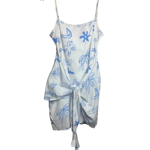 Selfie Leslie Indi Luxe Euro Trip Wrap Mini Dress in Nautical White Sz. L - Image 3