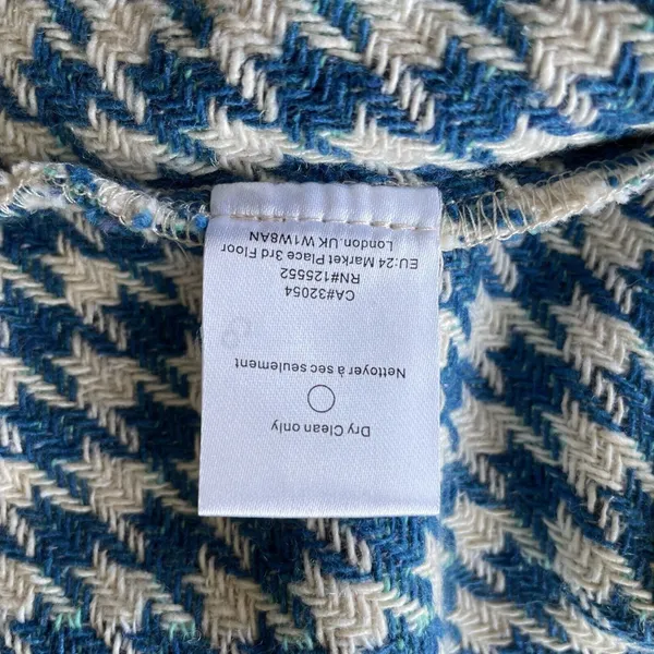 Anthropologie Dolan Left Coast Cropped Jacket Women XS Blue Houndstooth Print - Image 14