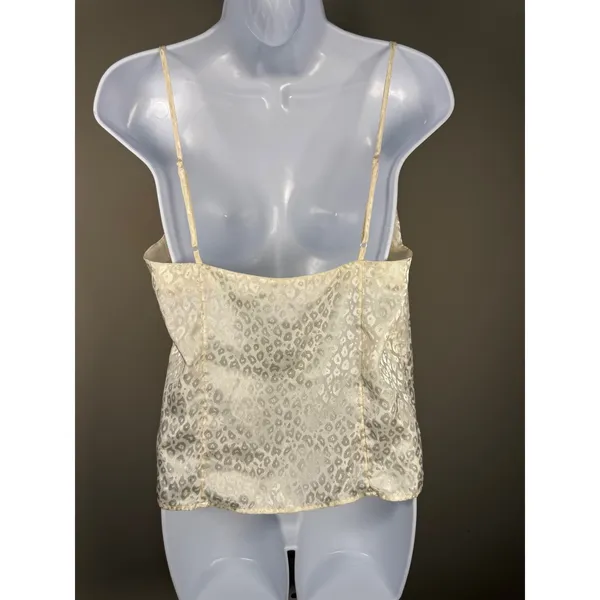 Vintage Y2K Valerie Stevens Satin‎ Jacquard Cami Leopard Button Tank Medium - Image 3