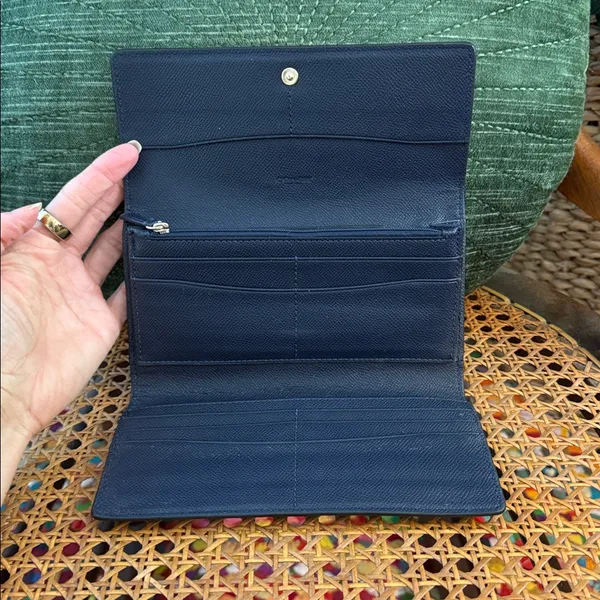 Coach Mid-Y2K Blue Pebbled Leather ID Strap Clutch Wallet - Image 2