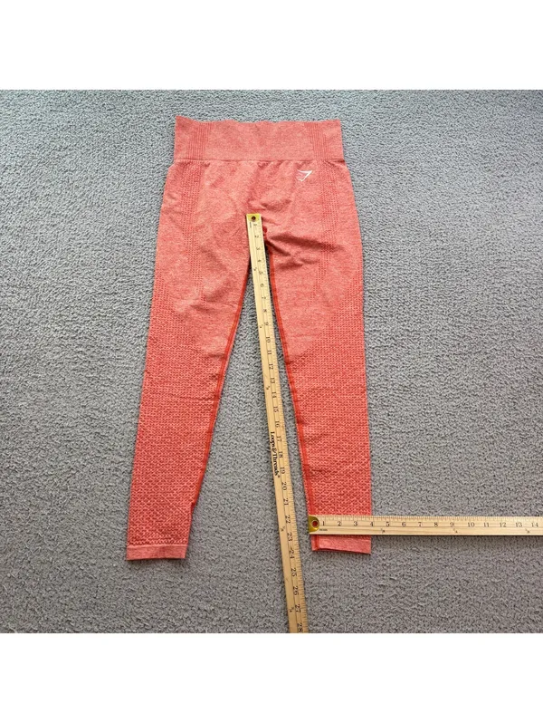 Gymshark Vital Seamless High Waisted Leggings Coral Orange Marl Women’s M Gym - Image 4
