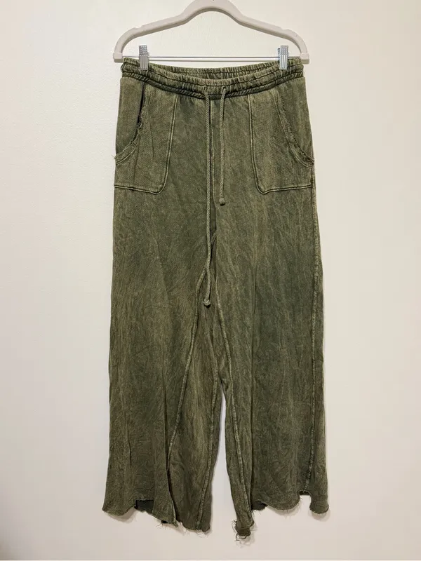 Three Bird Nest Relaxing Robin Wide Leg Pant Olive Green Size Large - Image 2
