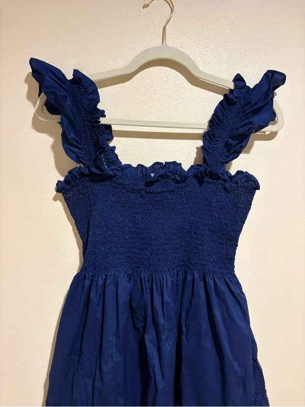 Hill House Ellie Nap Tiered Ruffle Midi Dress Navy Blue Size Medium - Image 6