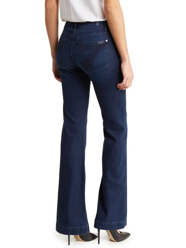NWT 7 For All Mankind Dojo in Blue Black Santiago Trouser Flare Stretch Jeans 34 - Image 8