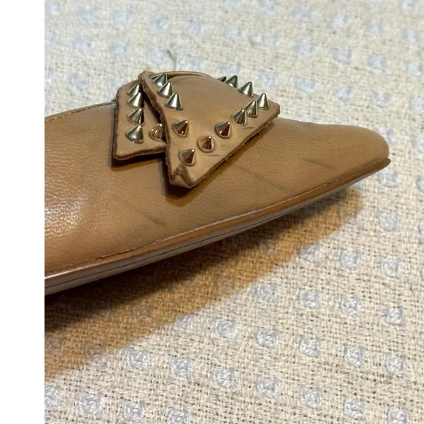 Sam Edelman Studded Bow Pointed Toe Flats Tan Leather Size 7.5 - Image 7