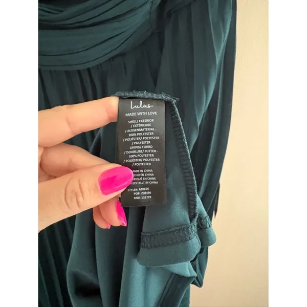 Lulus Wondrous Muse Emerald Pleated One-Shoulder Midi Dress Size XL NWT Wedding - Image 9